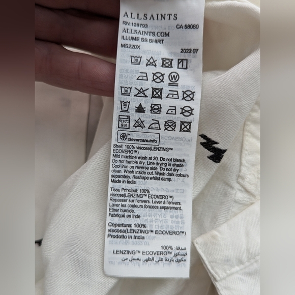 AllSaints Men’s illume Relaxed Fit Short Sleeve Button-Down Camp Shirt M - Picture 11 of 14